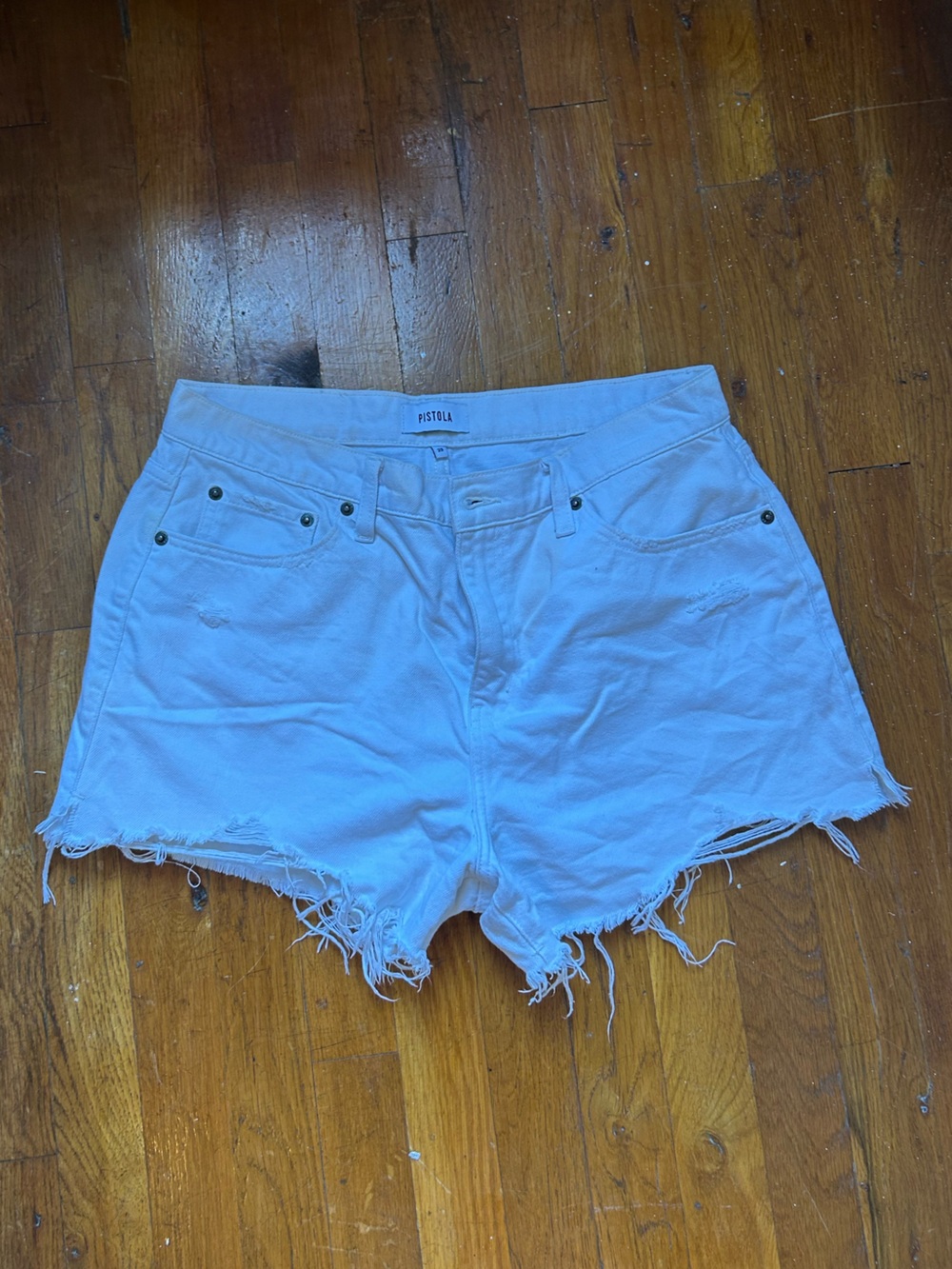 Festival White High-Rise Frayed Hem Women’s Shorts
